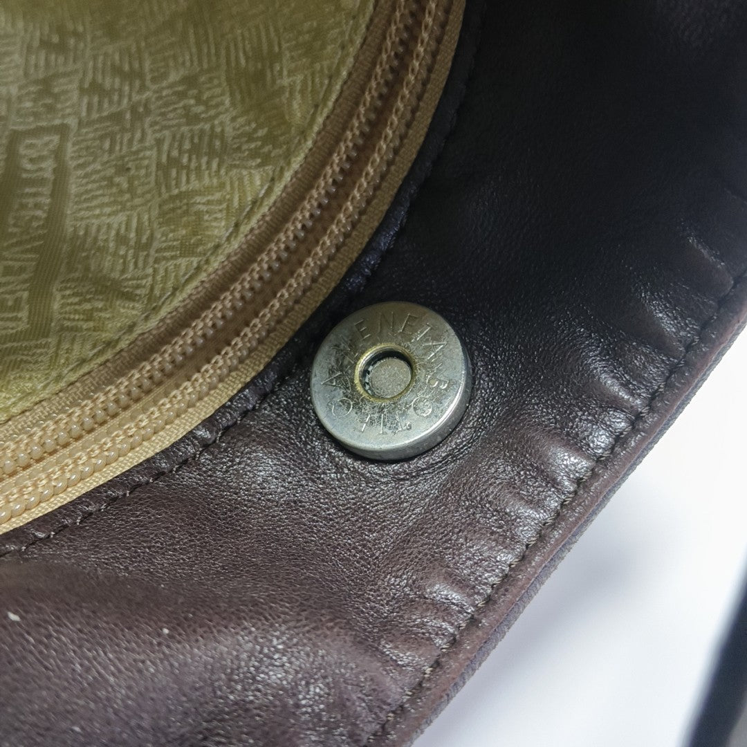 Fabric Top Handle Bag Brown