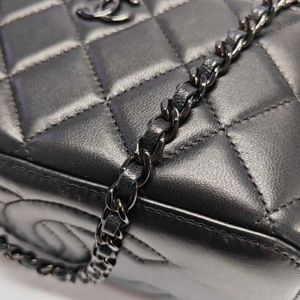 BOLSOS DE COSMÉTICOS VINTAGE Piel de Cordero Acolchada Negra