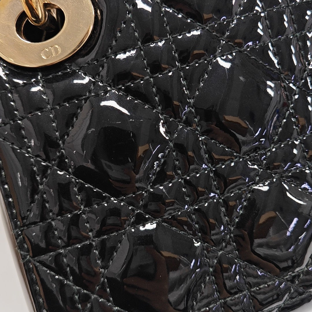 Lady Dior Mini Cannage Patent Leather Black
