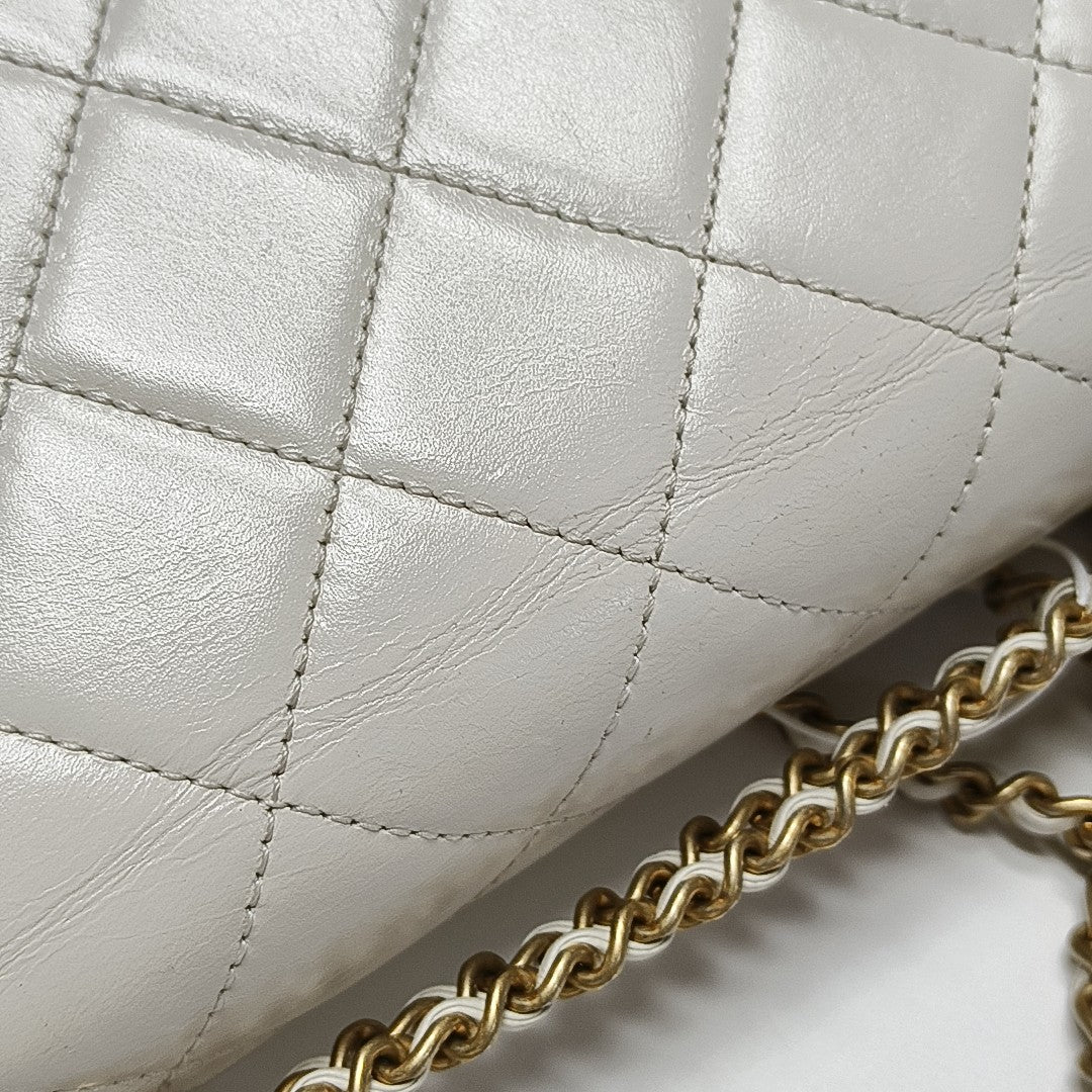 Quilted Calfskin Crossbody Bag White