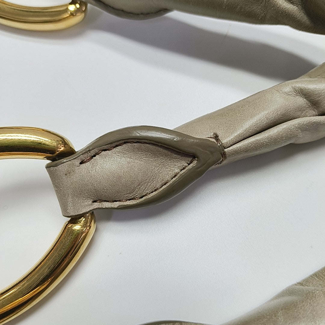 Leather Top Handle Bag Beige