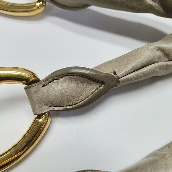 Leather Top Handle Bag Beige