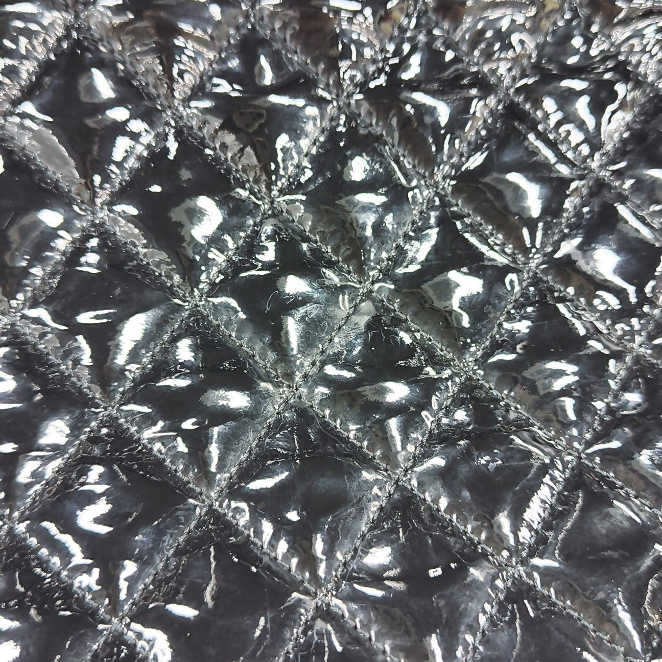 Quilted Patent Leather Tote Bag Black