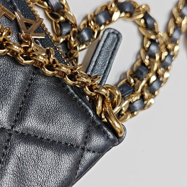Quilted Lambskin Shoulder Bag Gray