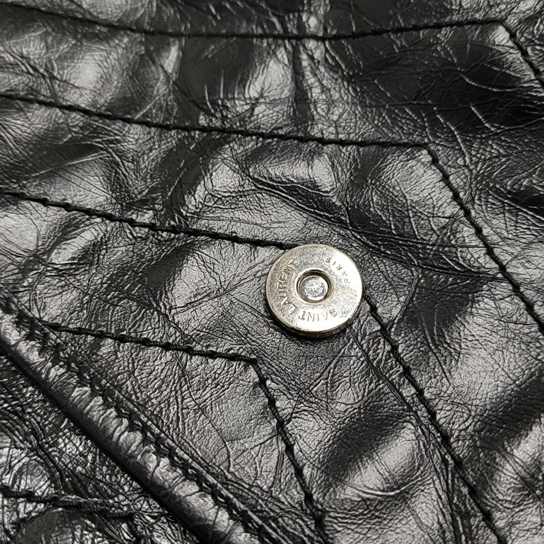NIKI Medium Chevron Calfskin Black