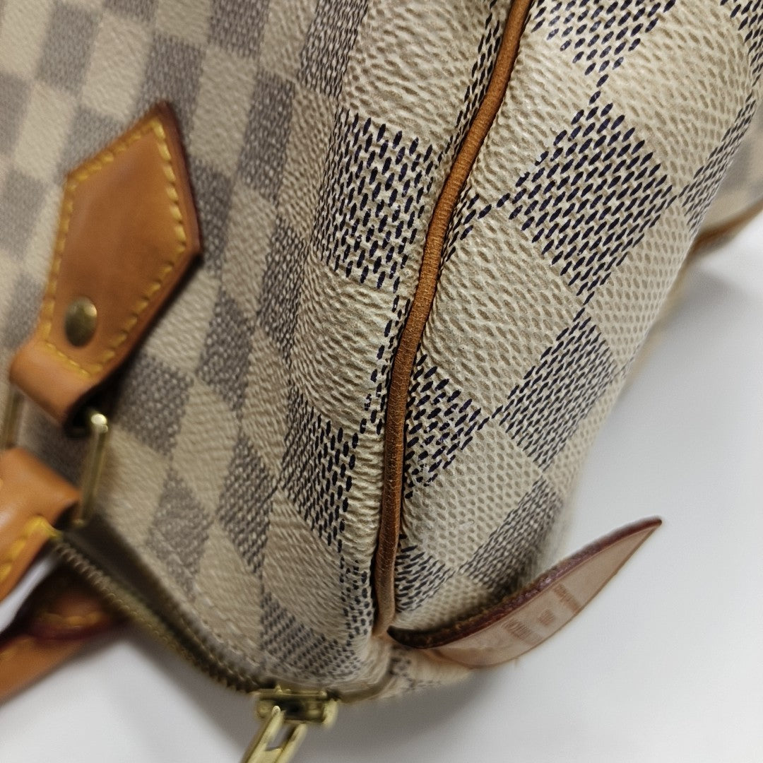 SPEEDY 25 Damier Azur Coated Canvas White