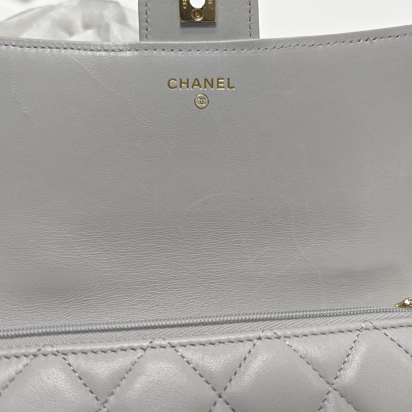 Quilted Lambskin Backpack Gray