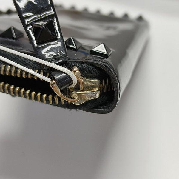 Rockstud Patent Leather Black Wallet