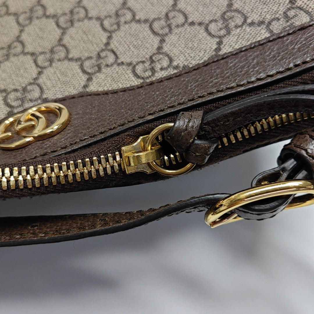 Ophidia Small Monogram Coated Canvas Brown