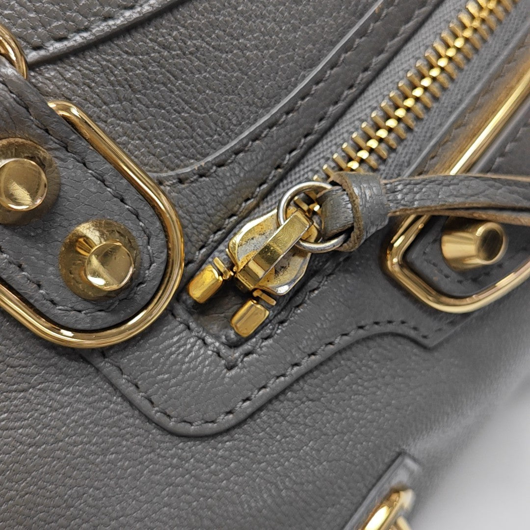 Classic Metallic Edge City Mini Lambskin Gray