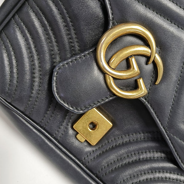 GG Marmont Small Quilted Calfskin Black