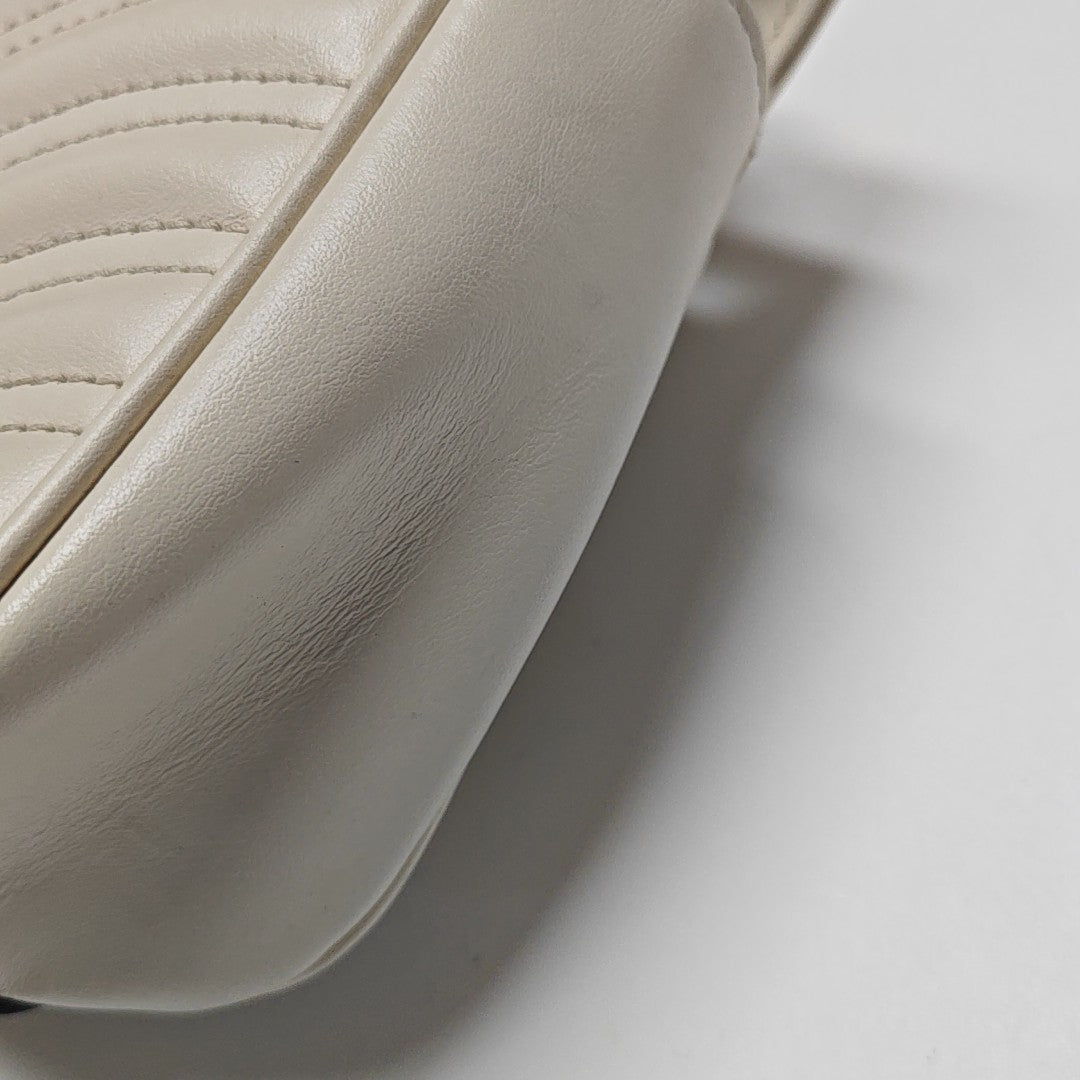 GG Marmont Small Quilted Calfskin White