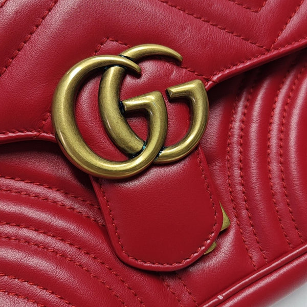 GG Marmont Small Quilted Calfskin Red