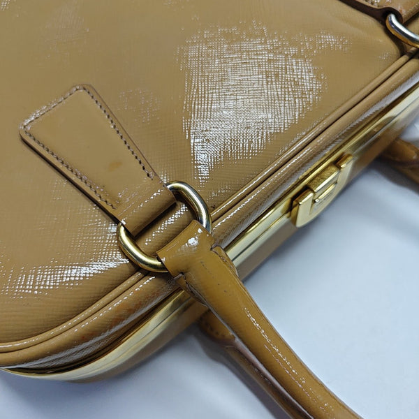 Saffiano Calfskin Top Handle Bag Beige