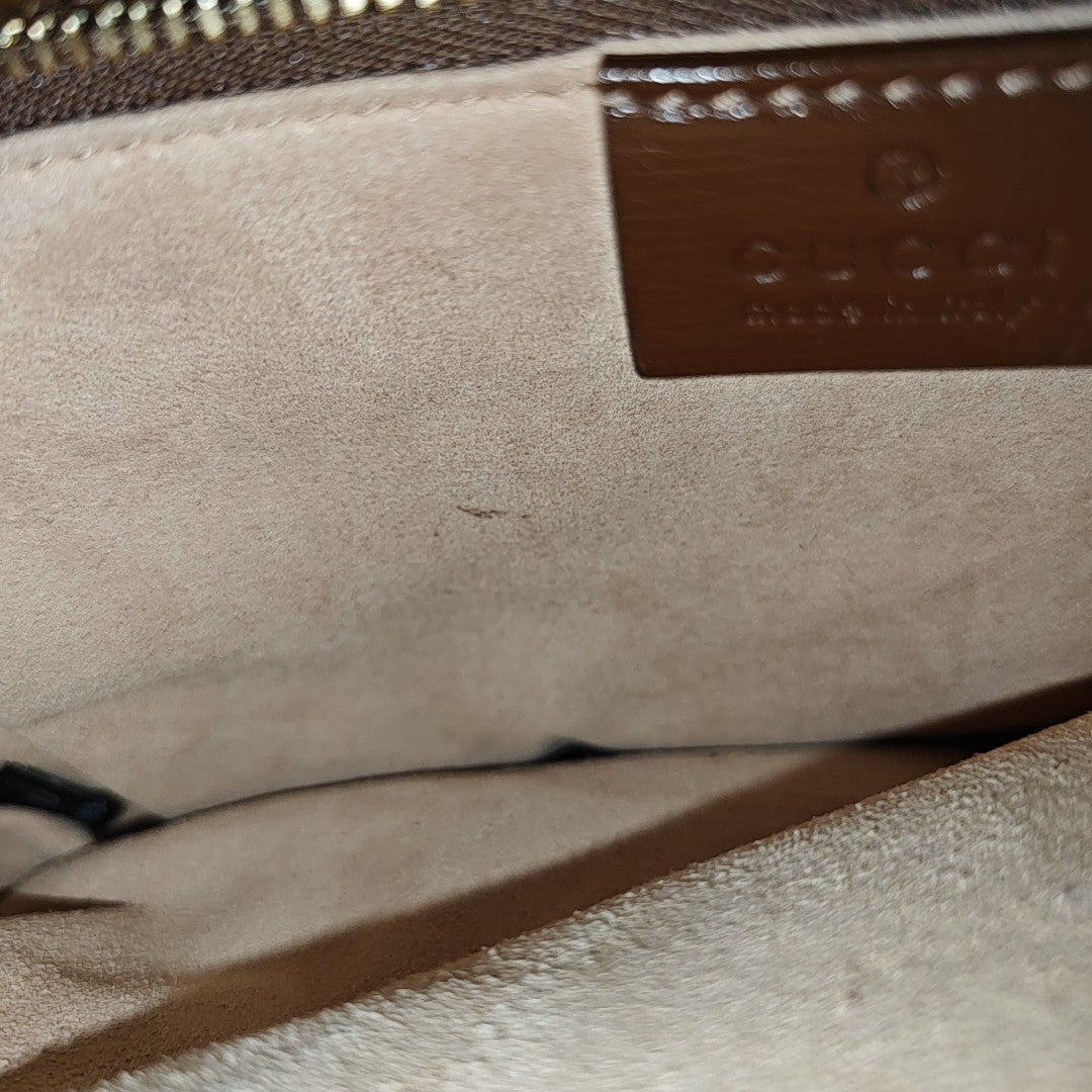Horsebit 1955 Medium Monogram Coated Canvas Beige