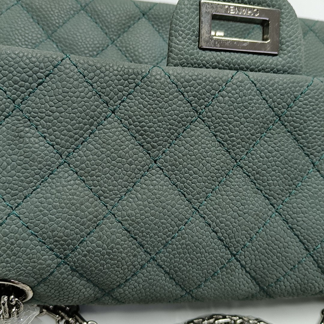 2.55 225 (small) Quilted Grained Calfskin Green