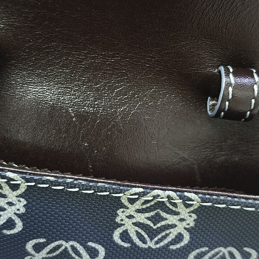 Coated Canvas Shoulder Bag Blue