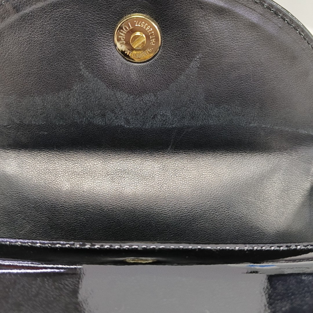 Patent Leather Top Handle Bag Black