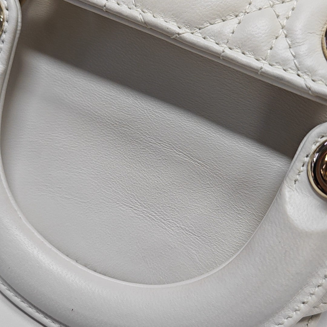 Lady Dior Mini Cannage Lambskin White