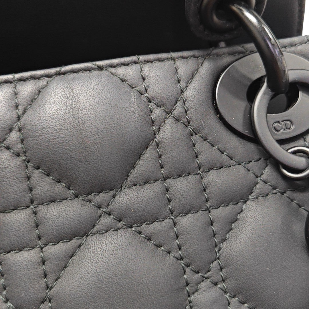 Lady Dior Mini Cannage Calfskin Black