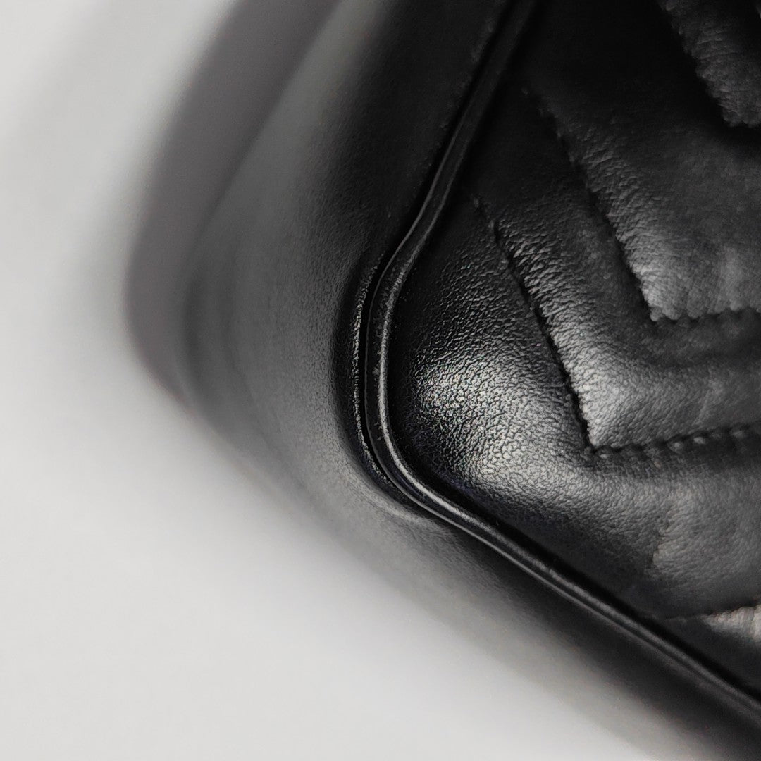 GG Marmont Mini Quilted Calfskin Black