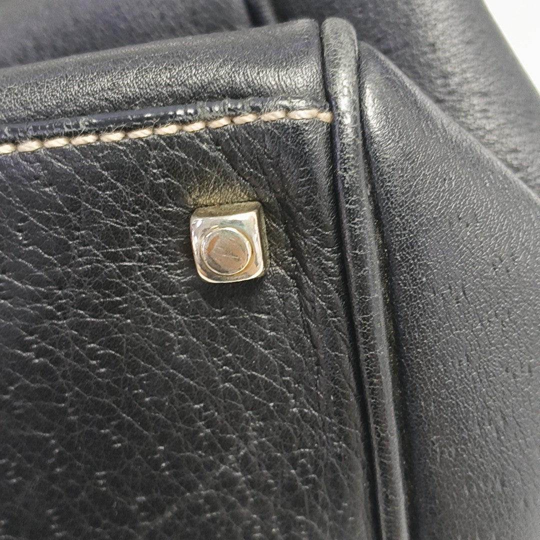 Calfskin Top Handle Bag Black