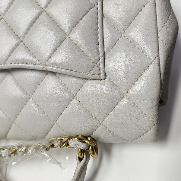 Quilted Lambskin Shoulder Bag White
