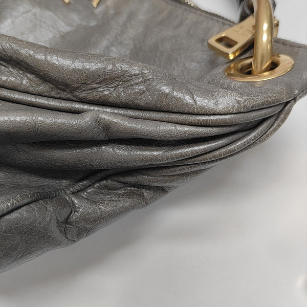 Calfskin Top Handle Bag Gray
