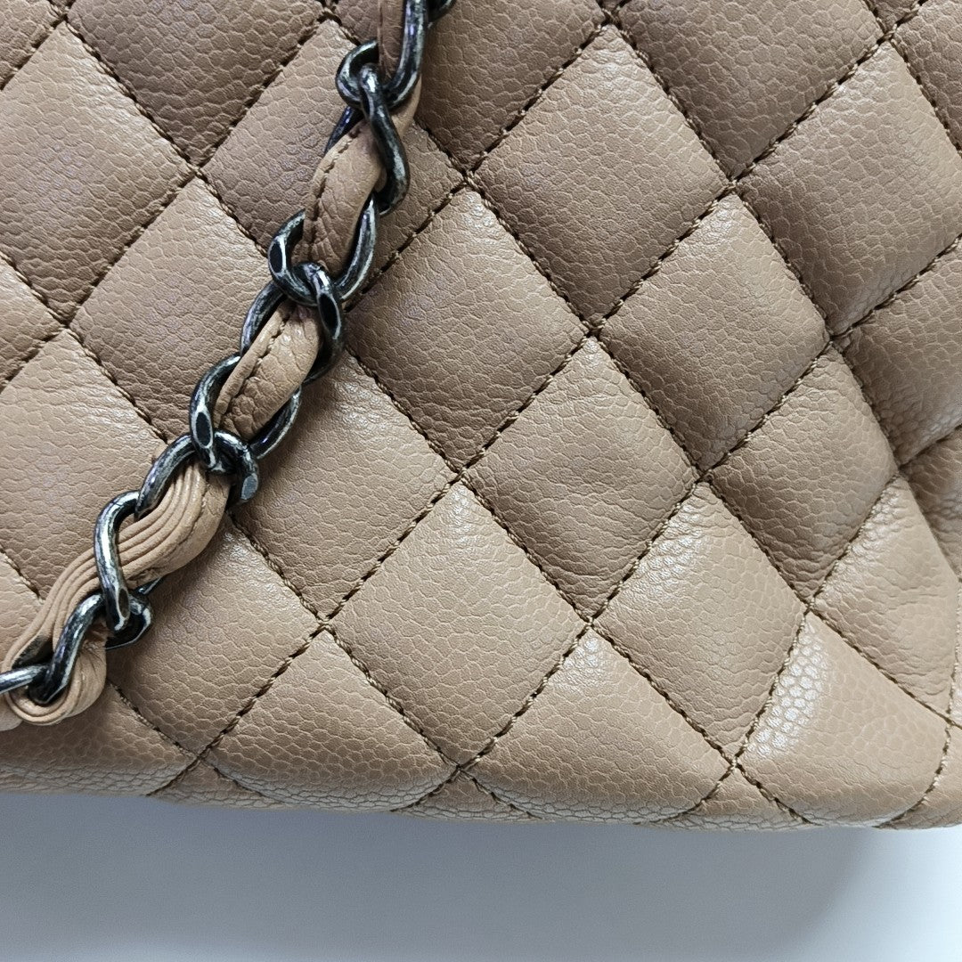SHIVA Quilted Grained Calfskin Beige