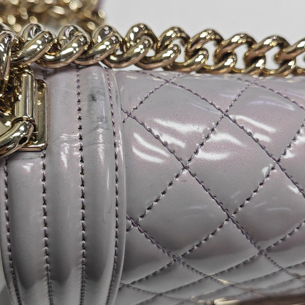 BOY CHANEL Small Quilted Patent Leather Purple