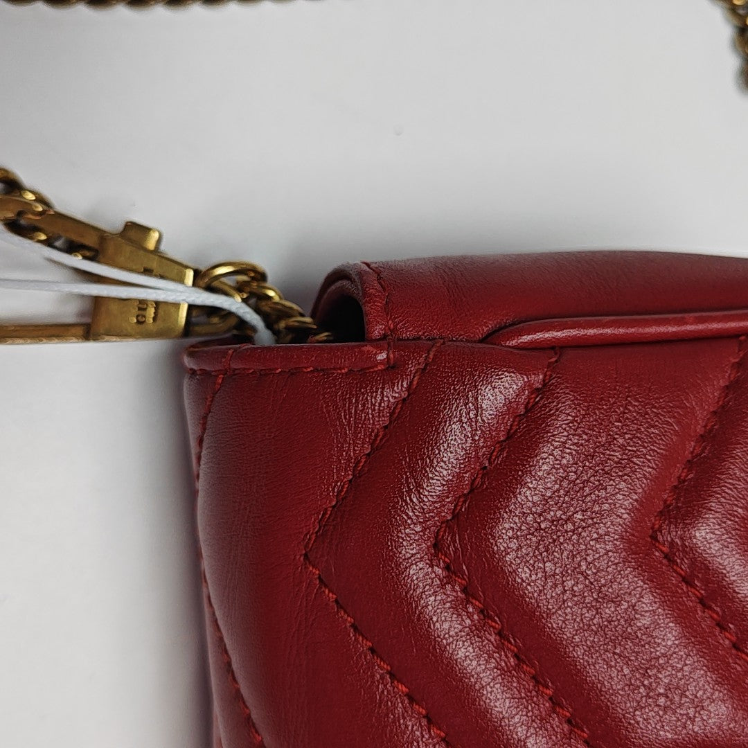 GG Marmont Mini Quilted Calfskin Red