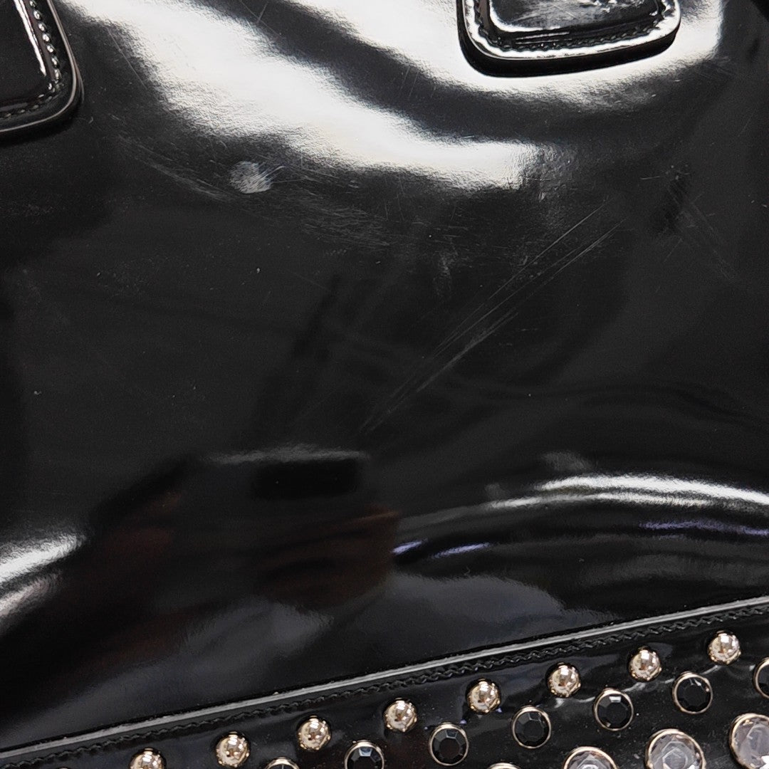 Patent Leather Top Handle Bag Black