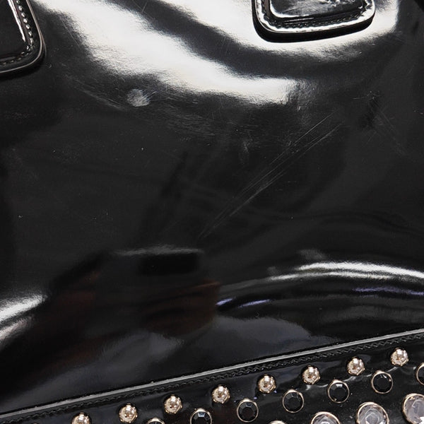 Patent Leather Top Handle Bag Black