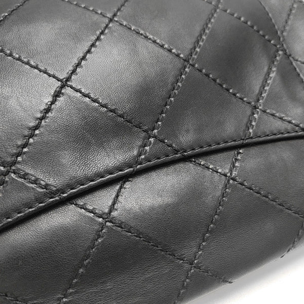 Quilted Lambskin Shoulder Bag Black