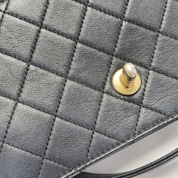 Quilted Lambskin Shoulder Bag Black
