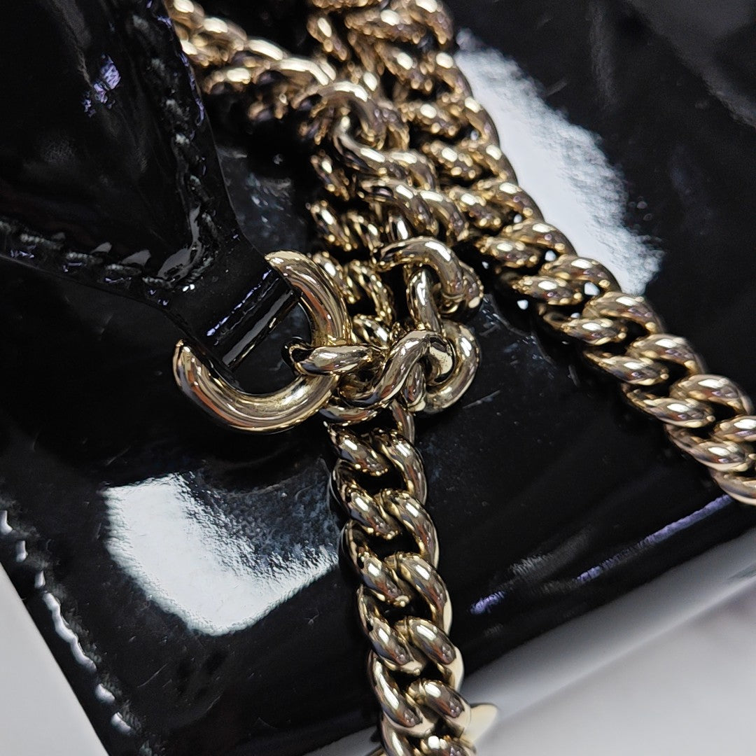 Emily Chain Small Patent Leather Black