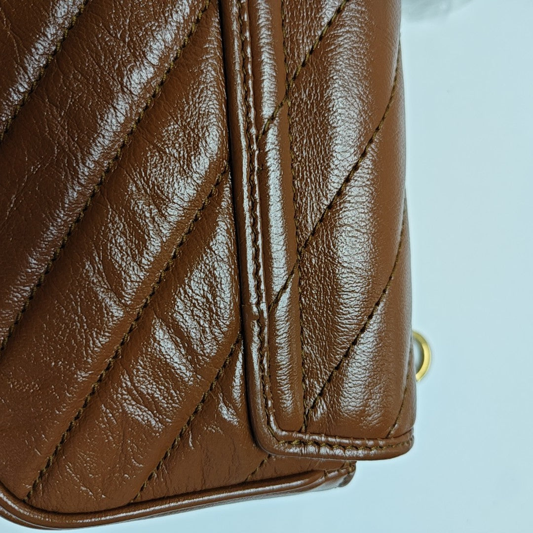 GG Marmont Mini Quilted Calfskin Brown