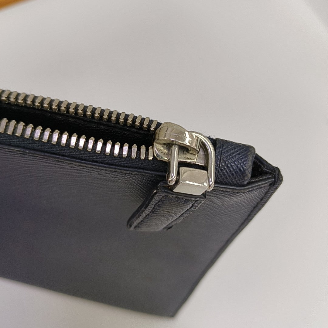 Saffiano Calfskin Clutch Blue