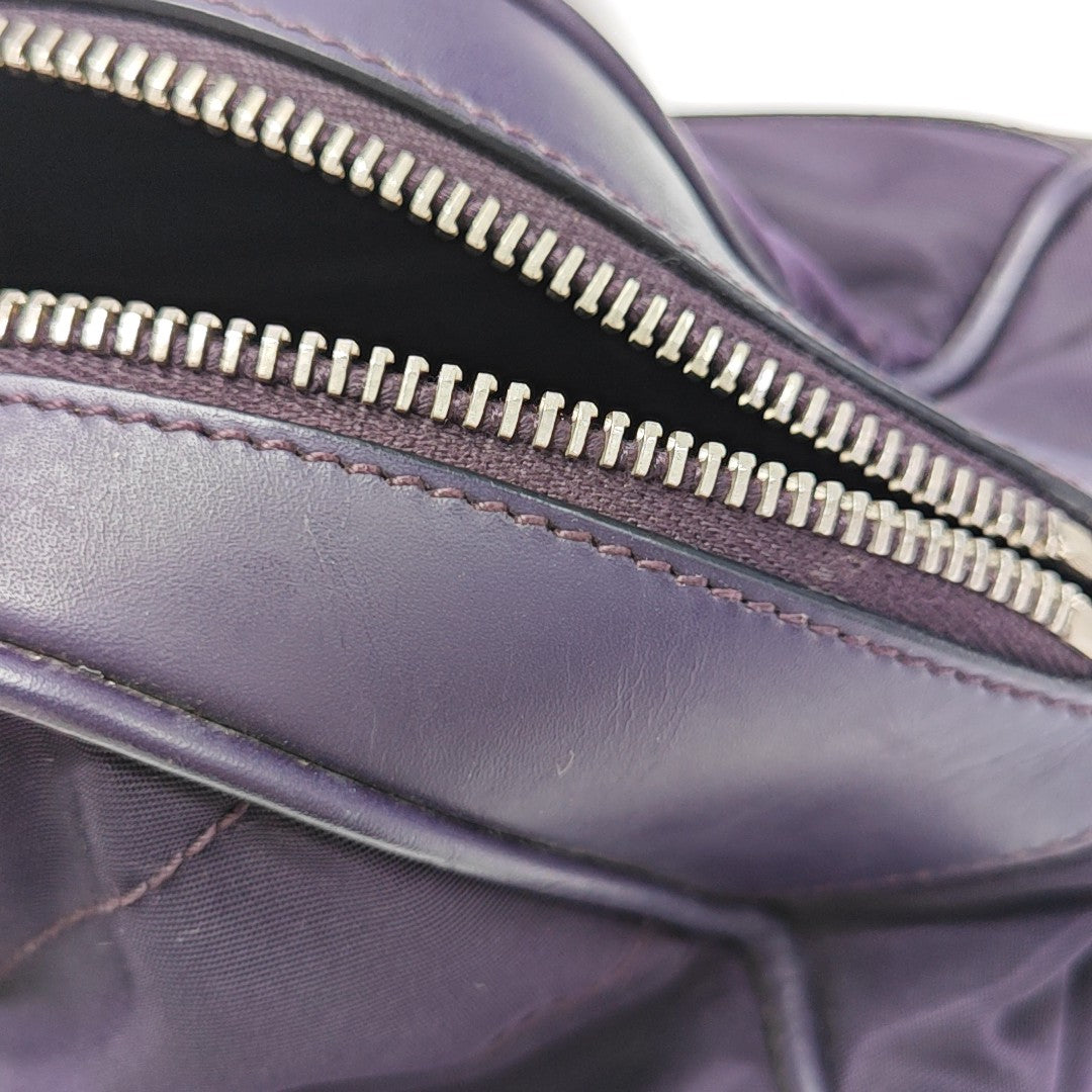 Quilted Nylon Top Handle Bag Purple