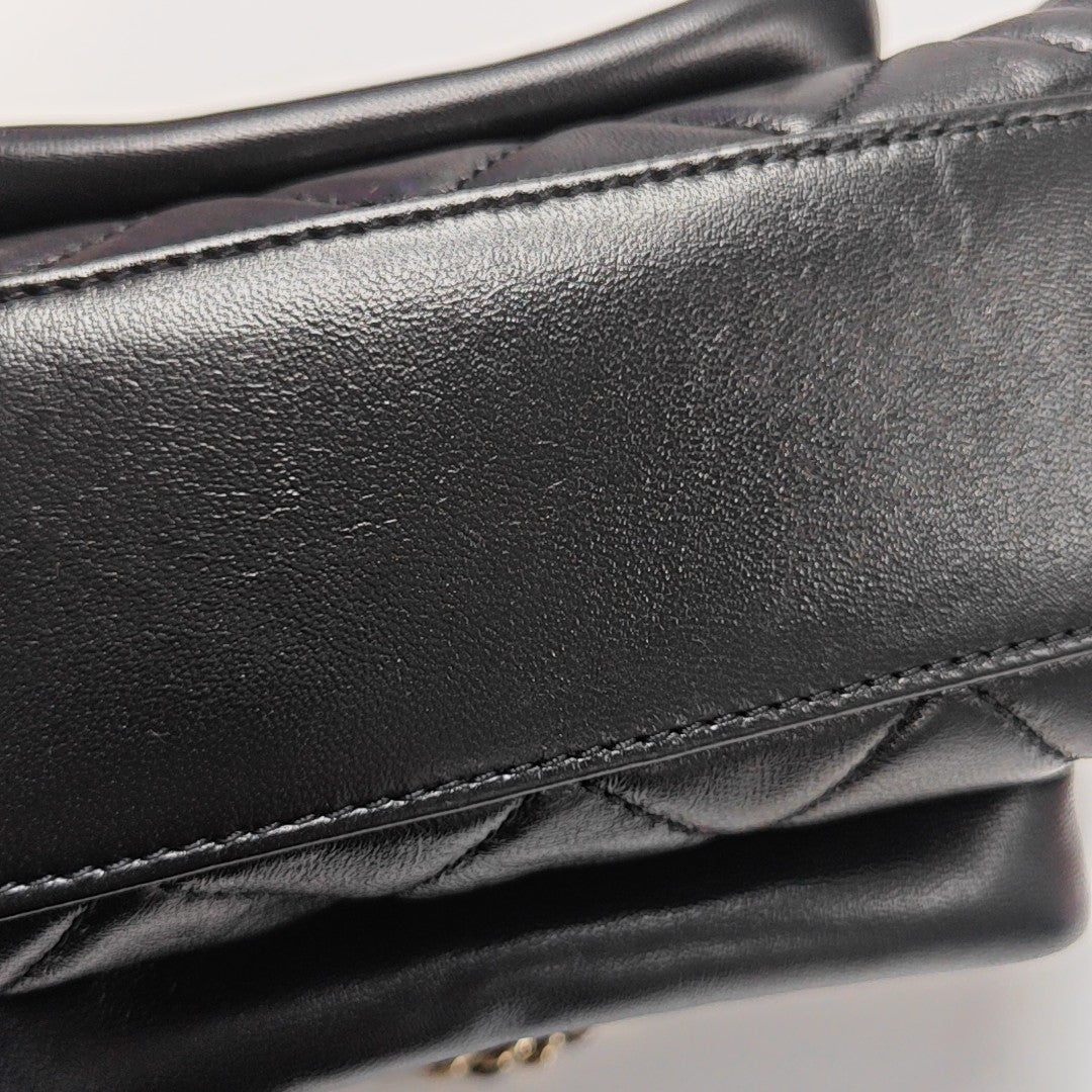Quilted Lambskin Shoulder Bag Black