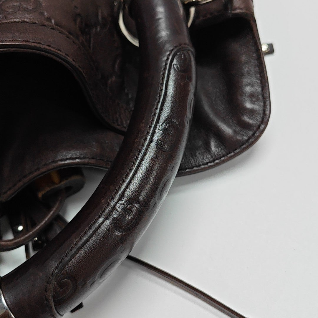 Monogram Calfskin Top Handle Bag Brown