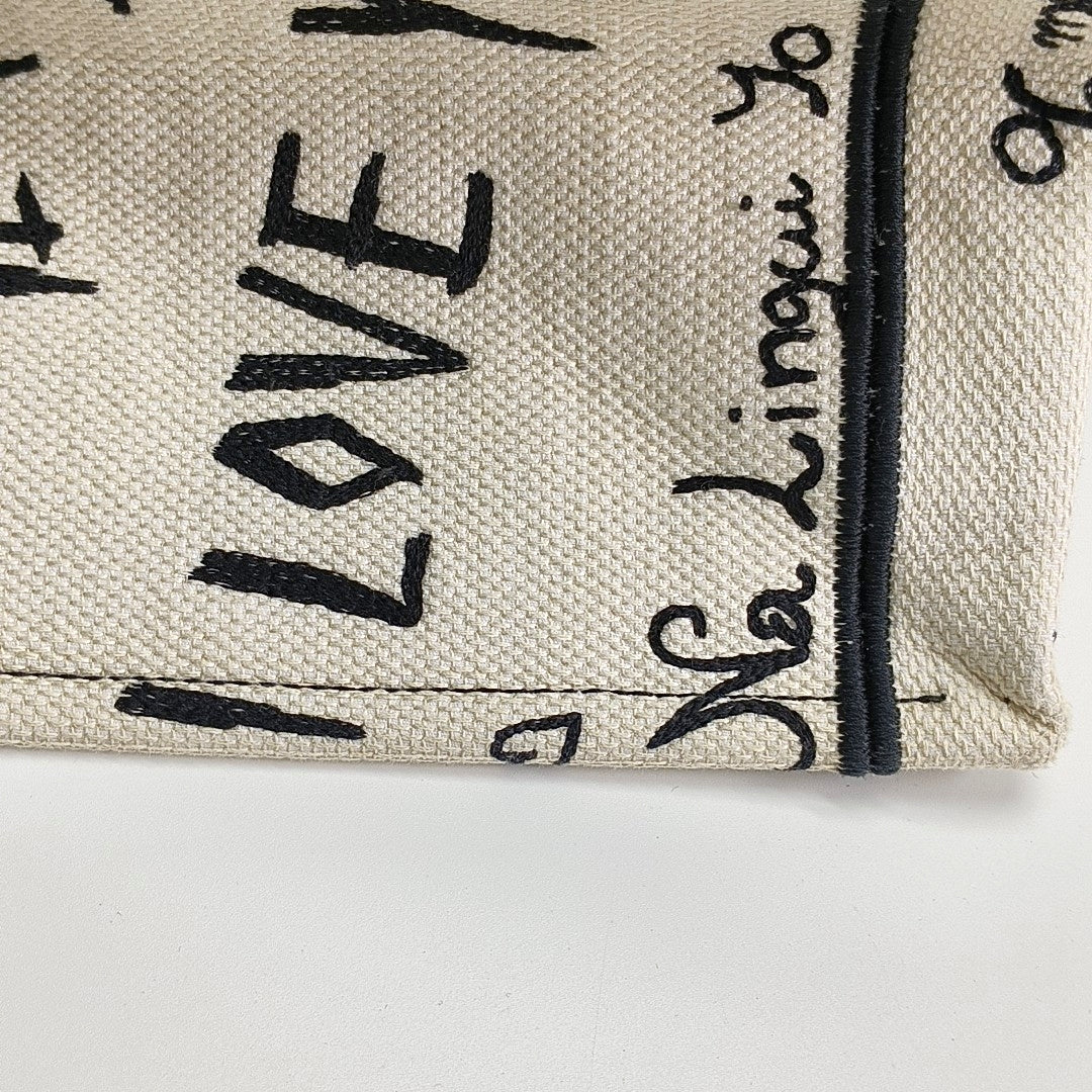Authenticated pre-owned  Book Tote Large Canvas White - Tote Bag at Looply