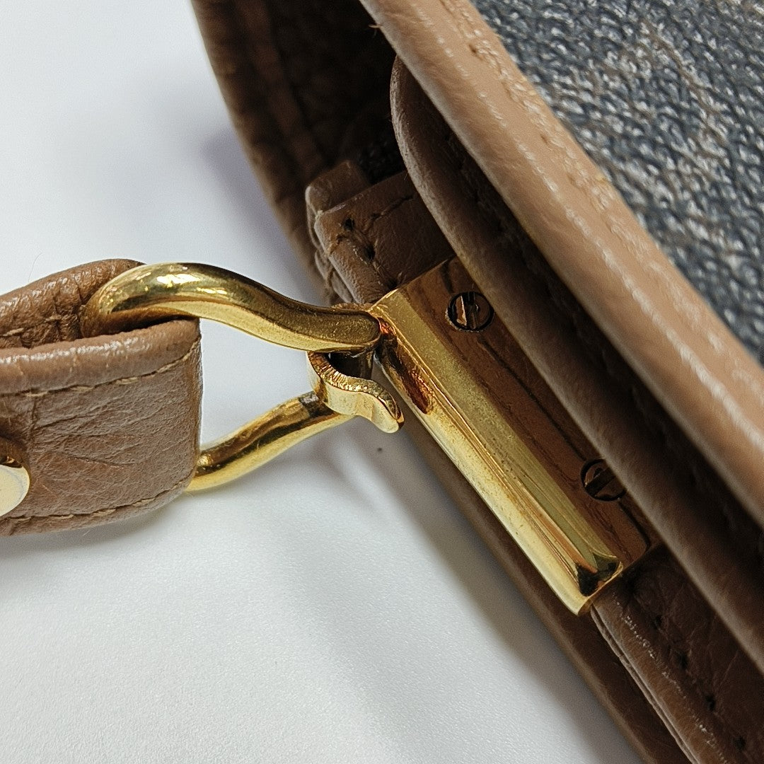 Coated Canvas Crossbody Bag Brown