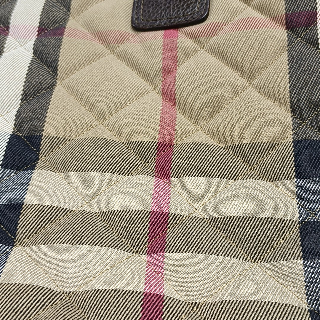 Quilted Canvas Top Handle Bag Brown
