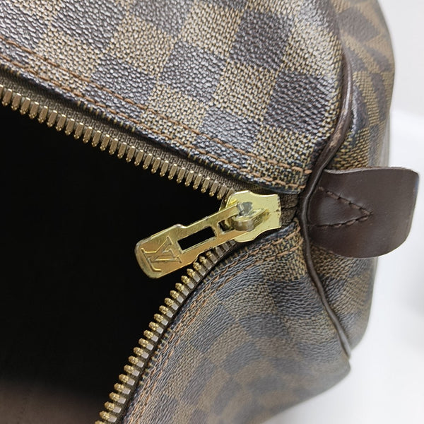 KEEPALL 50 Damier Ebene Coated Canvas Brown