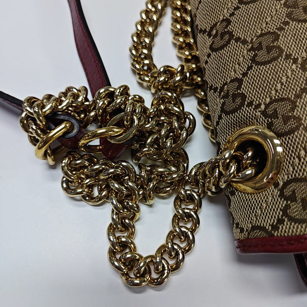 GG Marmont Small Quilted Canvas Brown