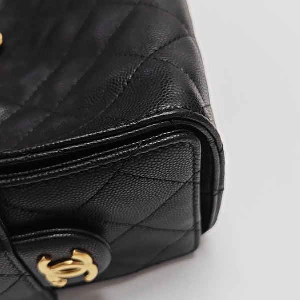 CHANEL 25 Mini Quilted Grained Calfskin Black