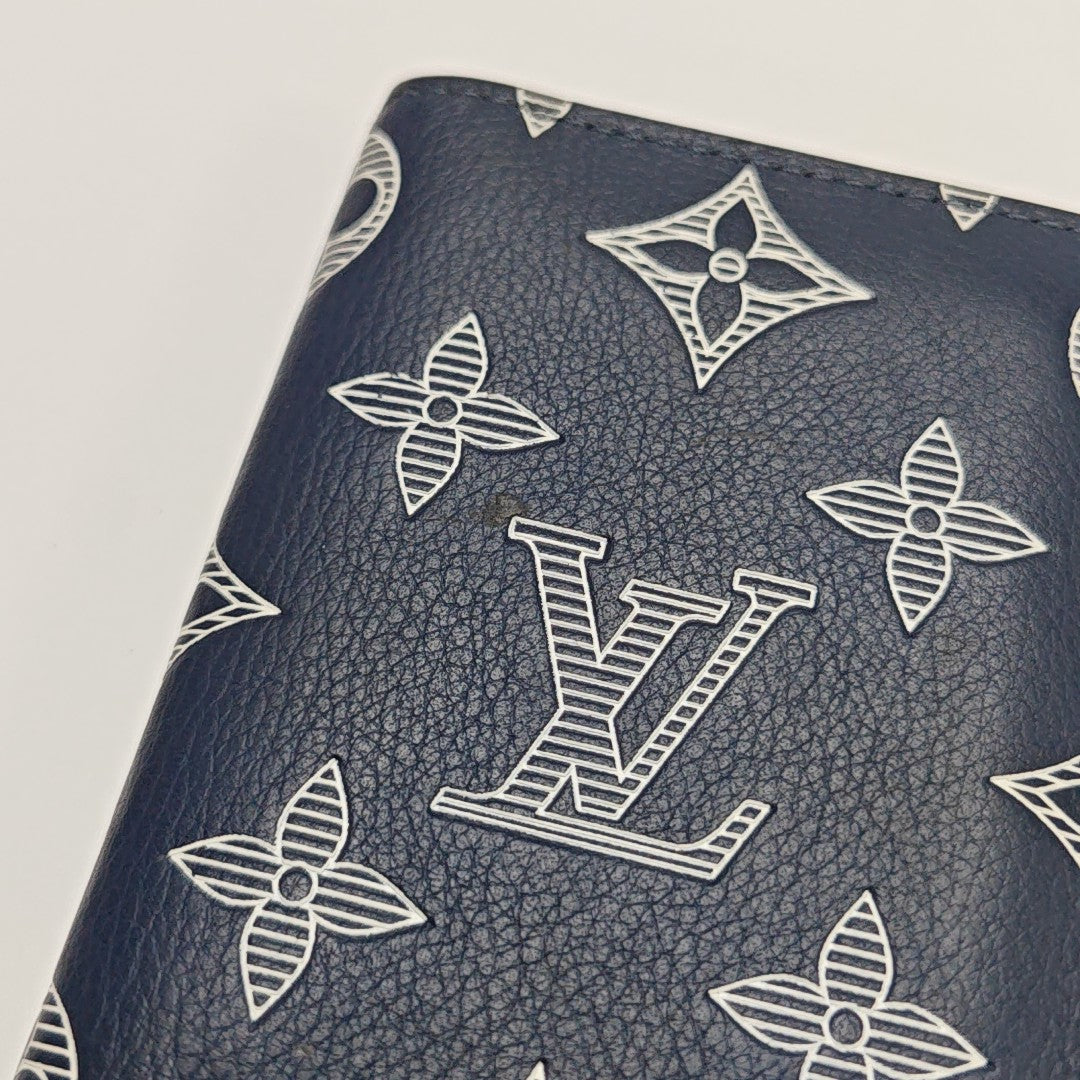 Monogram Calfskin Card Holder Blue