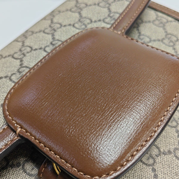 Horsebit 1955 Medium Monogram Coated Canvas Beige