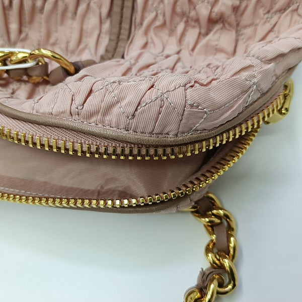 Quilted Canvas Shoulder Bag Pink